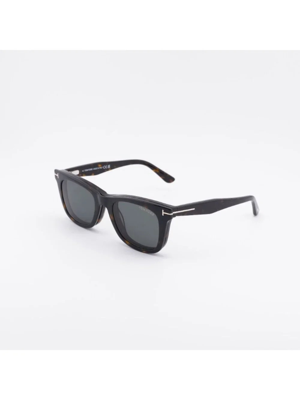 Tom Ford FT5970-B 052 Eyeglasses Havana 50mm Square Frame, Clip-On Creen